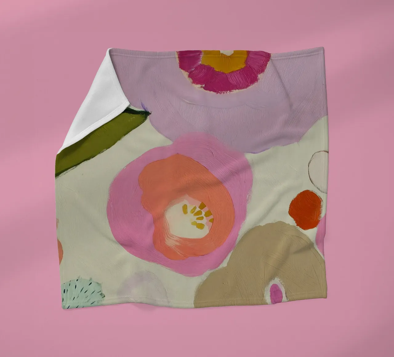 Abstracte bloemenprint, Retro bloemenprint fleecedeken van Boheme