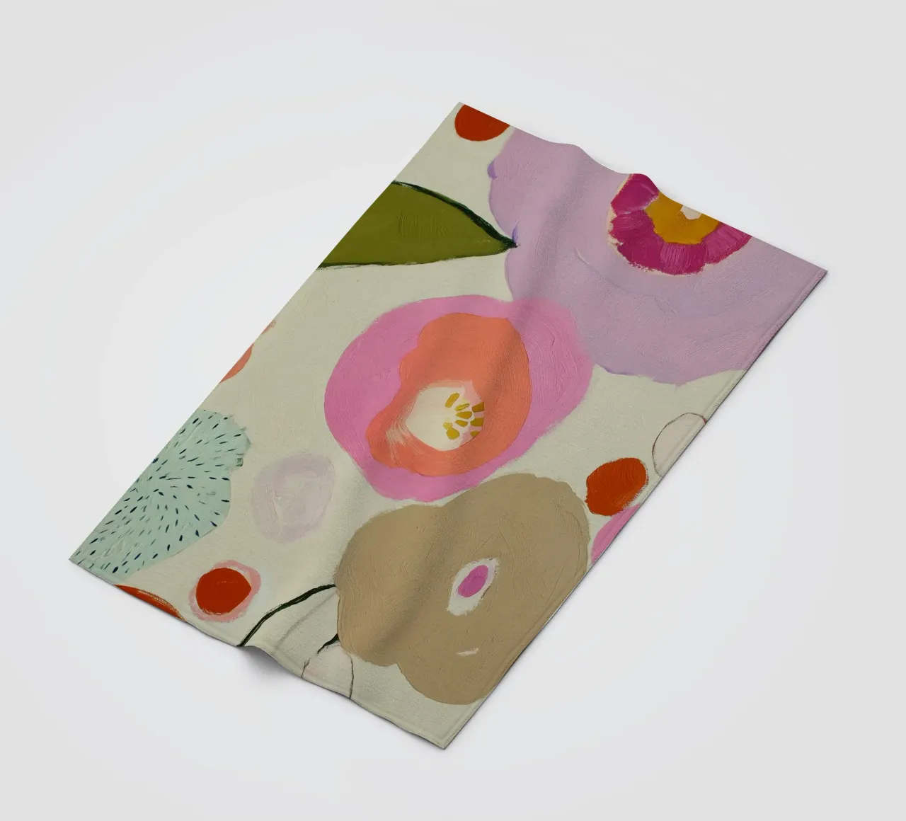 Abstracte bloemenprint, Retro bloemenprint fleecedeken van Boheme
