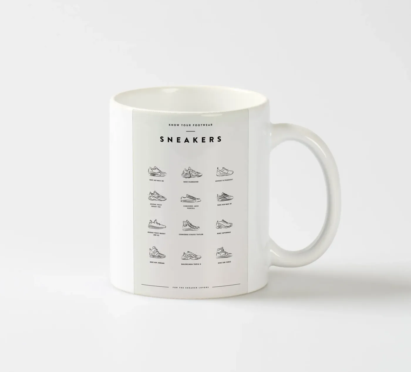 Sneaker Chart 2 ceramic mug by daylight design studio
