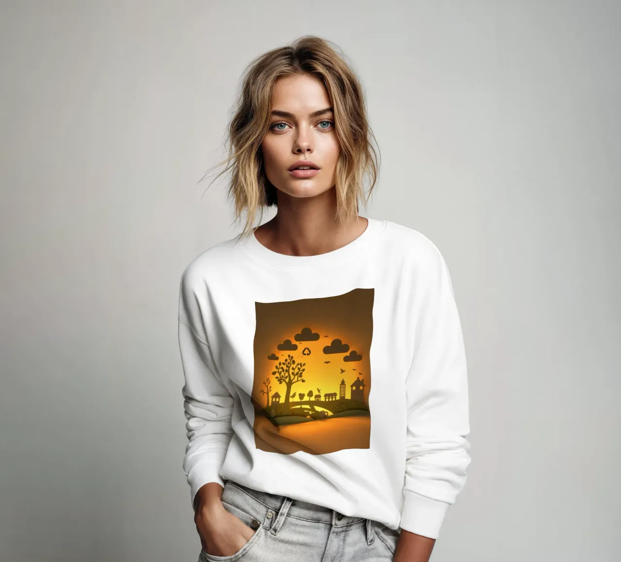 L'art du papier créatif met en scène une scène champêtre paisible sweat de DesignDoodle