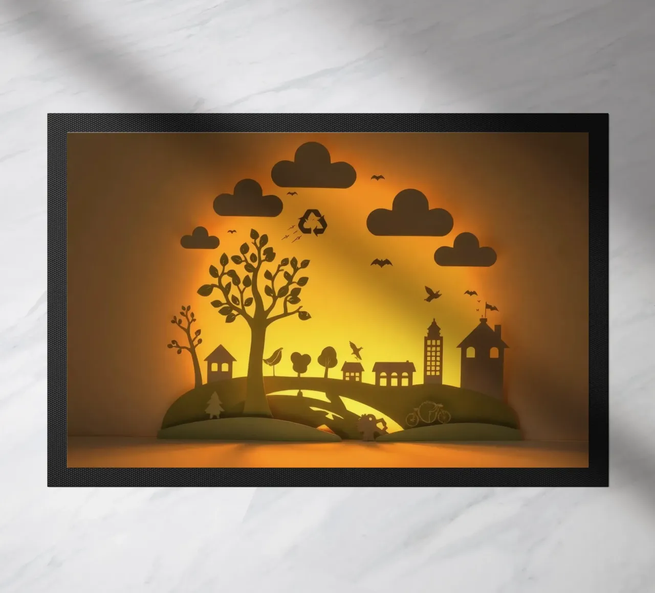 L'art du papier créatif met en scène une scène champêtre paisible paillasson de DesignDoodle