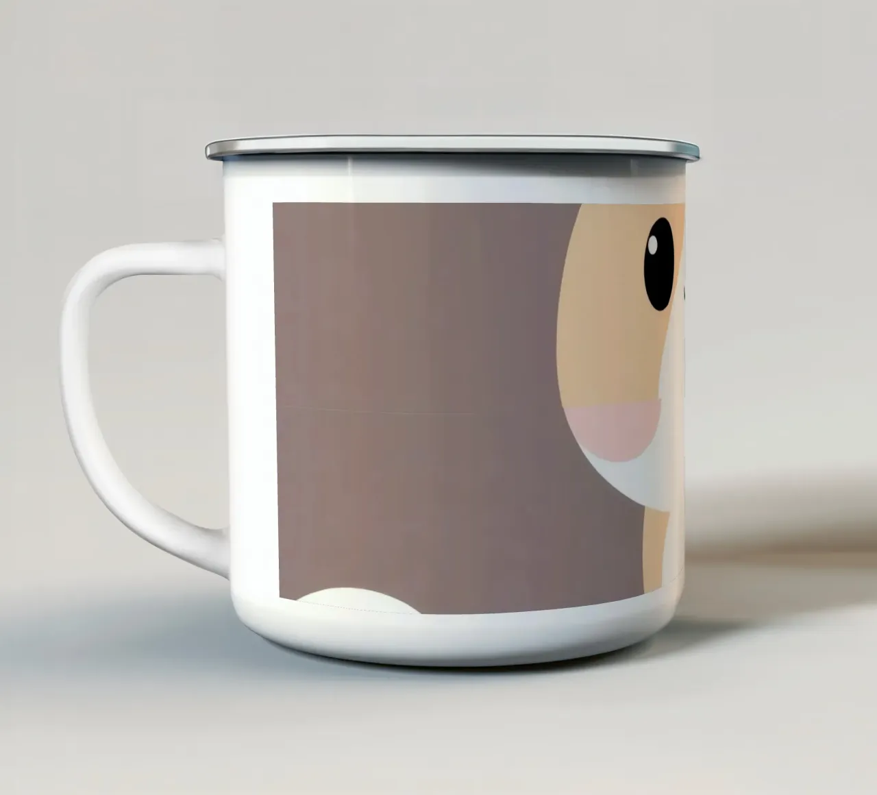 Simpatico gatto dei cartoni animati con design a colori divisi in uno stile giocoso tazza in smalto da DesignDoodle
