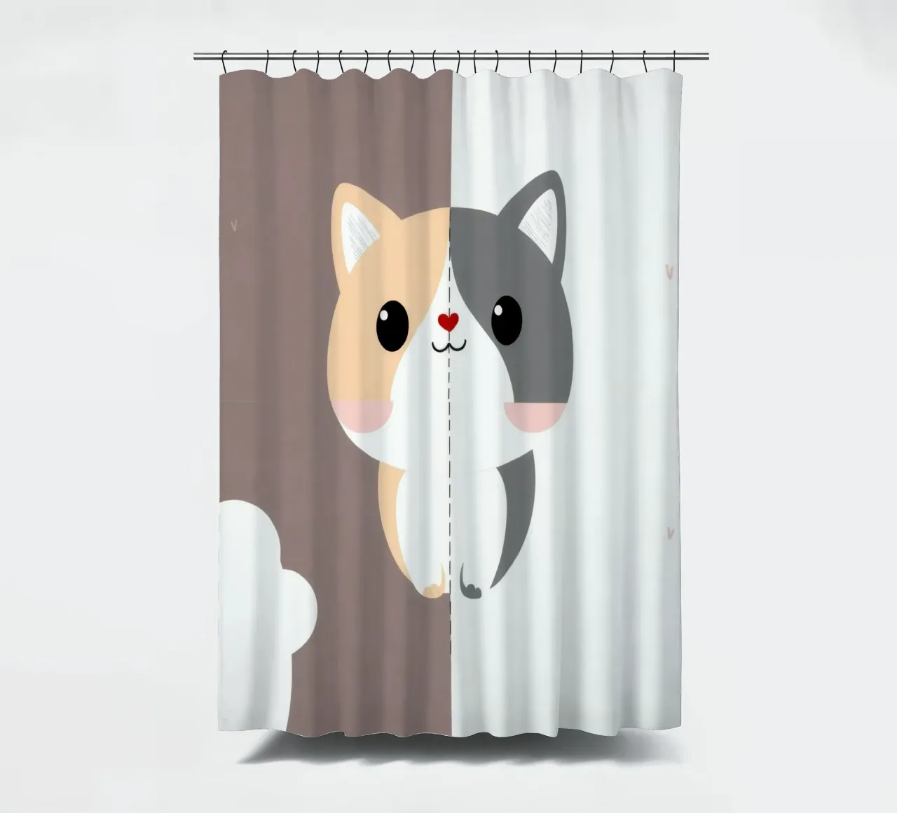 Simpatico gatto dei cartoni animati con design a colori divisi in uno stile giocoso tenda da doccia da DesignDoodle
