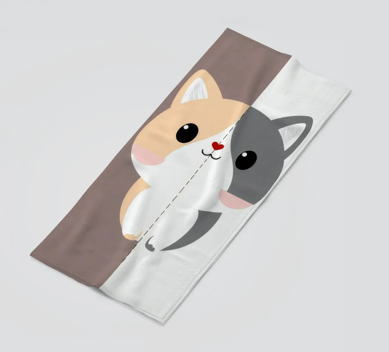 Simpatico gatto dei cartoni animati con design a colori divisi in uno stile giocoso telo mare da DesignDoodle
