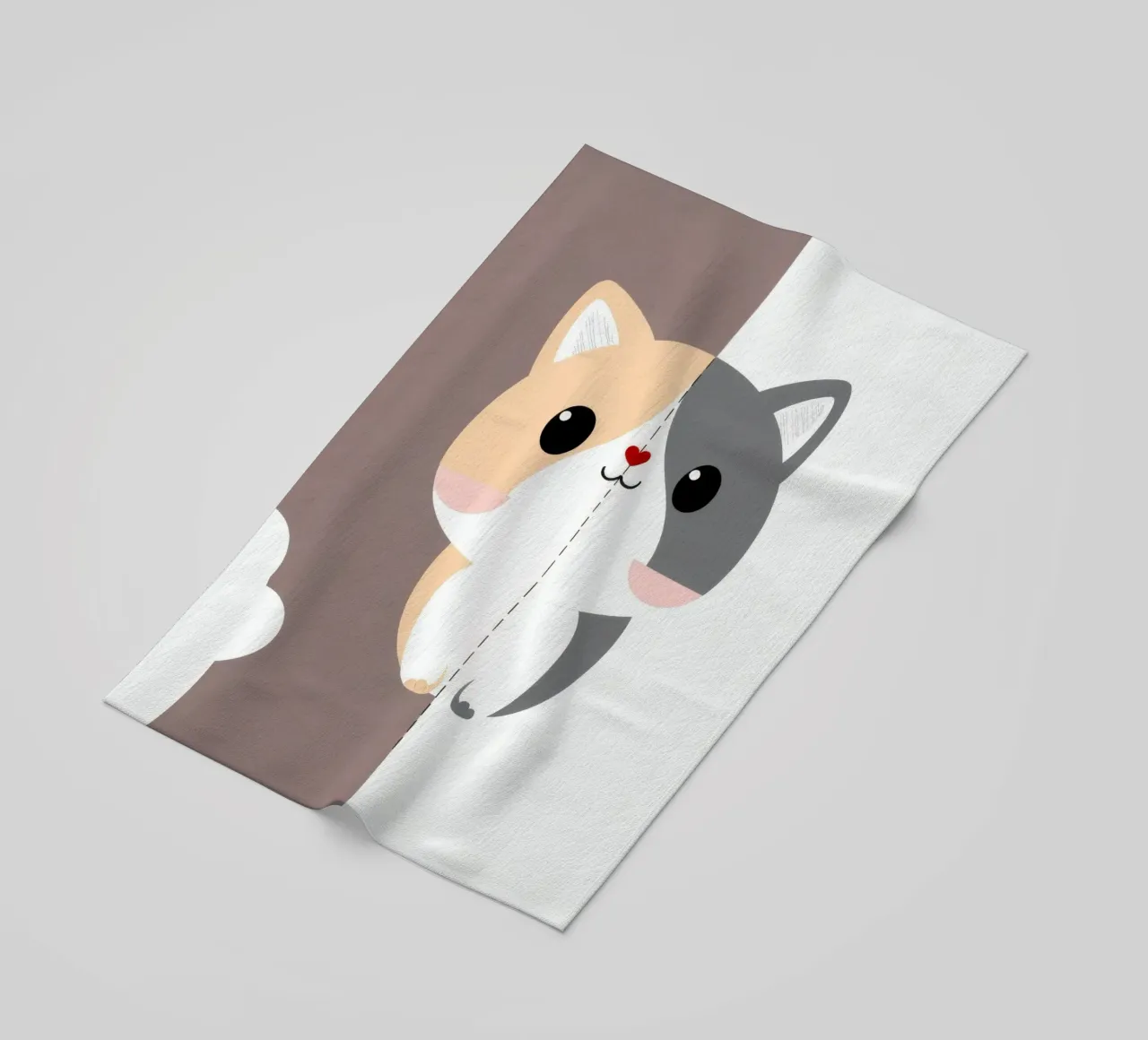 Simpatico gatto dei cartoni animati con design a colori divisi in uno stile giocoso telo mare da DesignDoodle