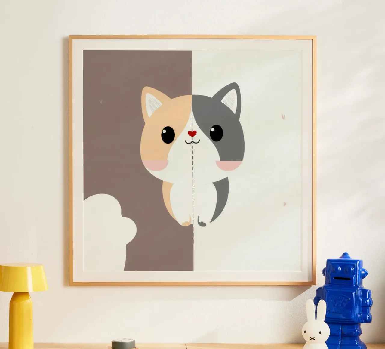 Simpatico gatto dei cartoni animati con design a colori divisi in uno stile giocoso carta hahnemühle da DesignDoodle