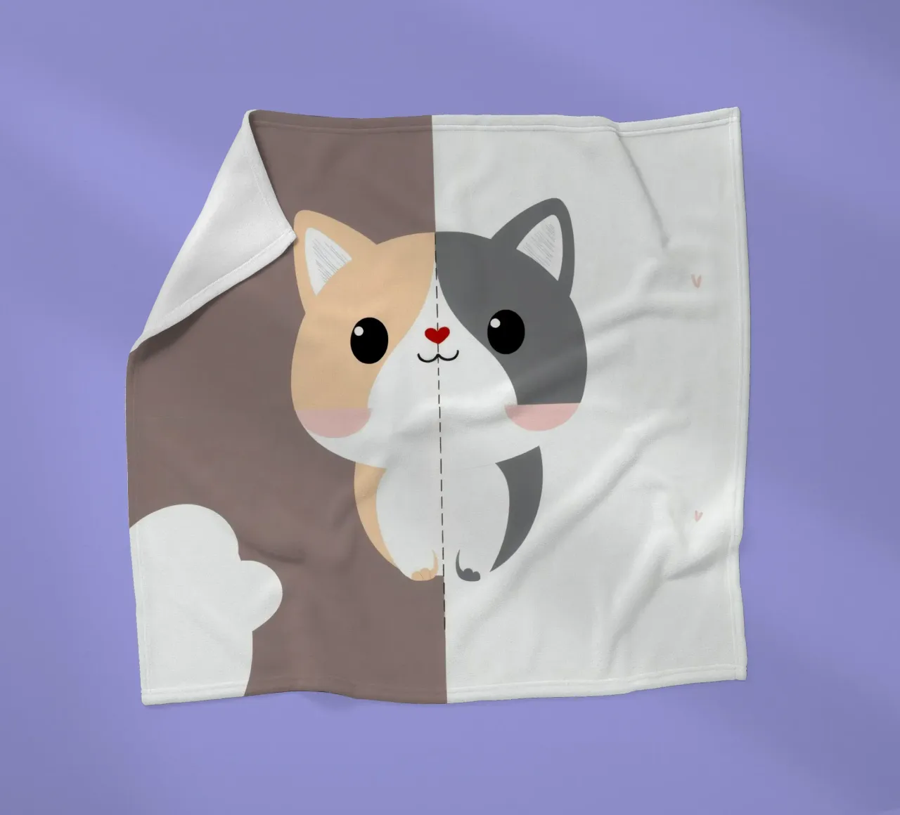 Simpatico gatto dei cartoni animati con design a colori divisi in uno stile giocoso coperta in pile da DesignDoodle