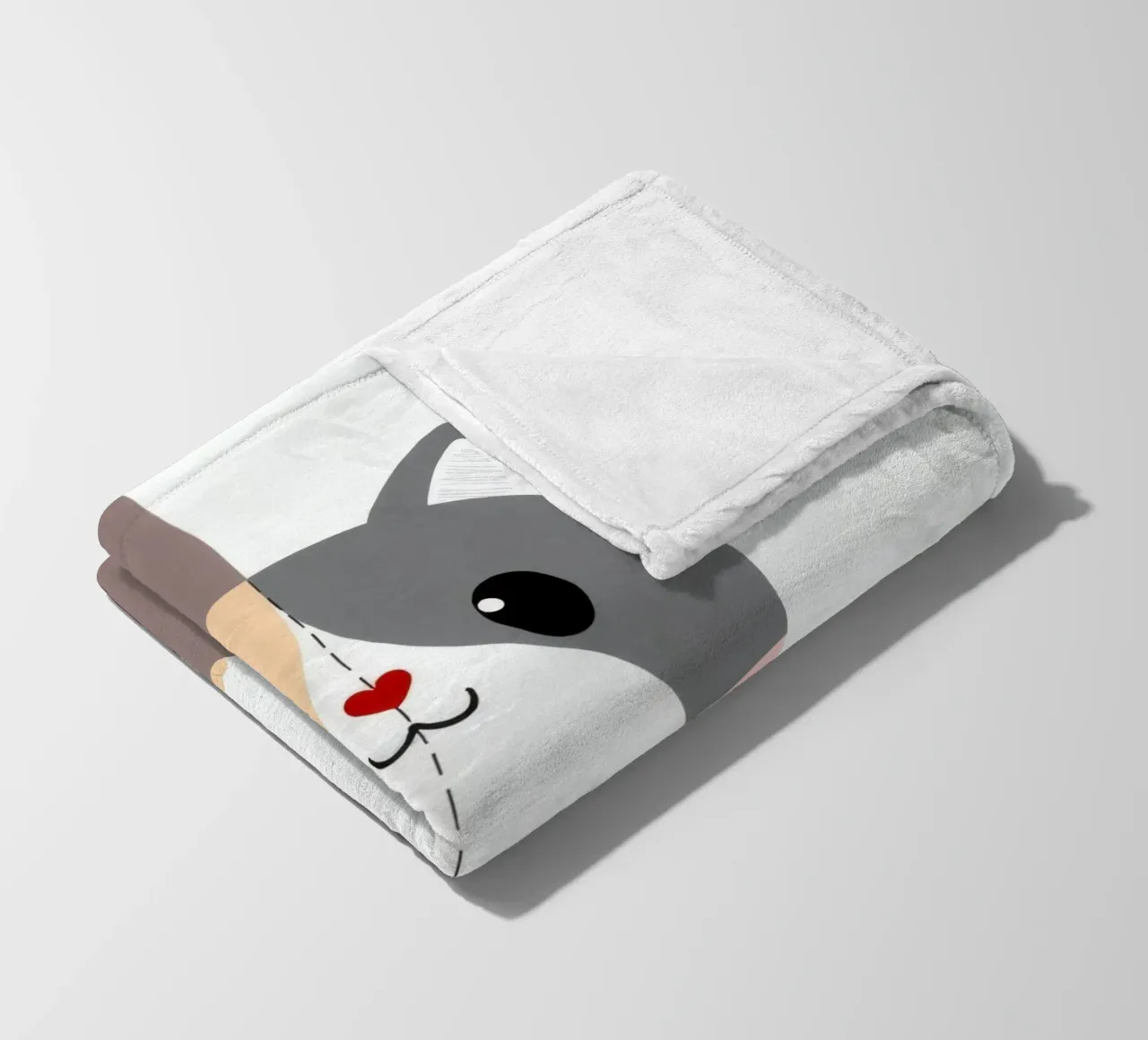 Simpatico gatto dei cartoni animati con design a colori divisi in uno stile giocoso coperta in pile da DesignDoodle