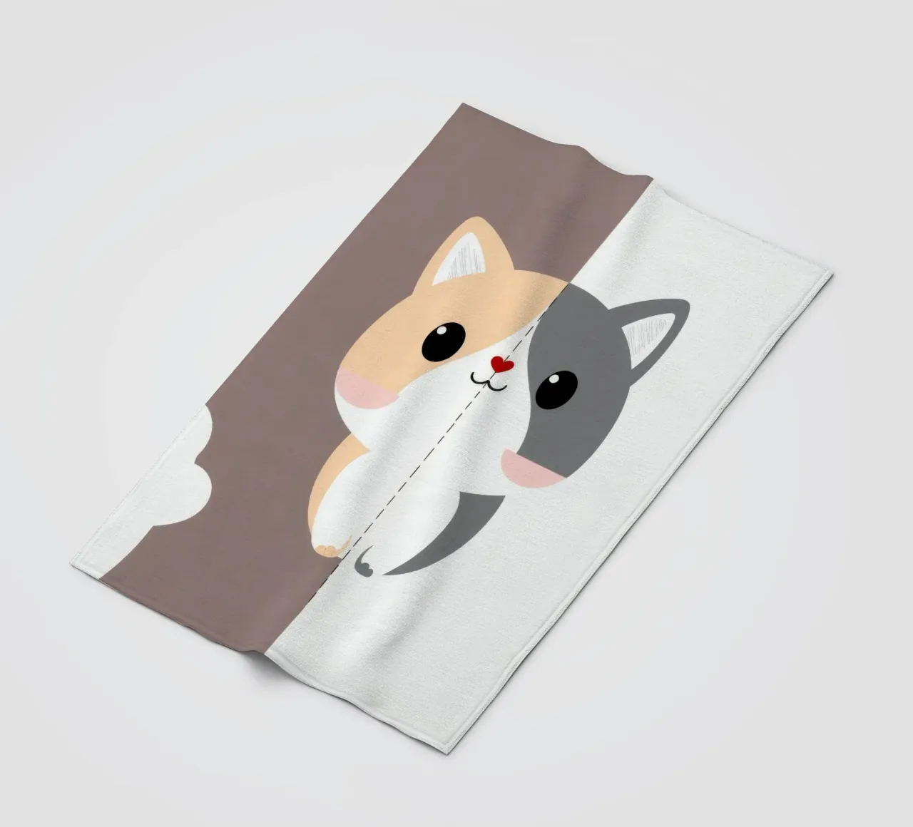 Simpatico gatto dei cartoni animati con design a colori divisi in uno stile giocoso coperta in pile da DesignDoodle