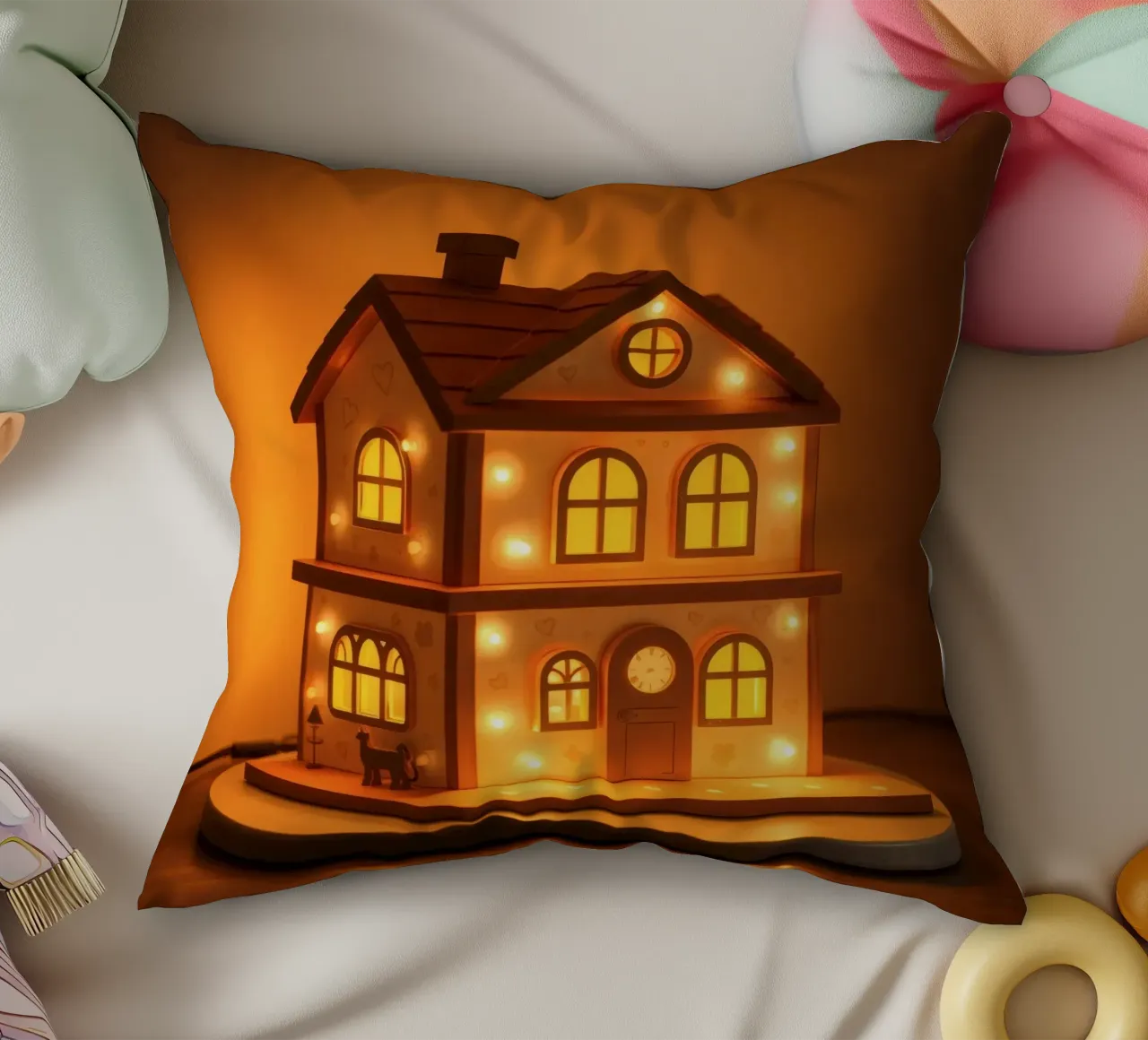 Lampada decorativa in legno con luci calde cuscino da DesignDoodle