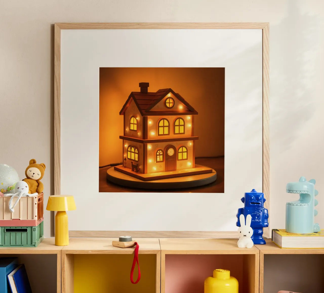 Lampada decorativa in legno con luci calde carta hahnemühle da DesignDoodle