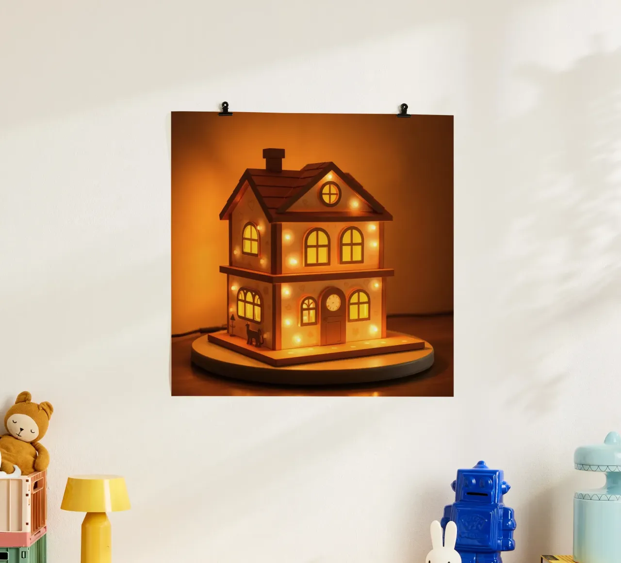 Lampada decorativa in legno con luci calde carta hahnemühle da DesignDoodle