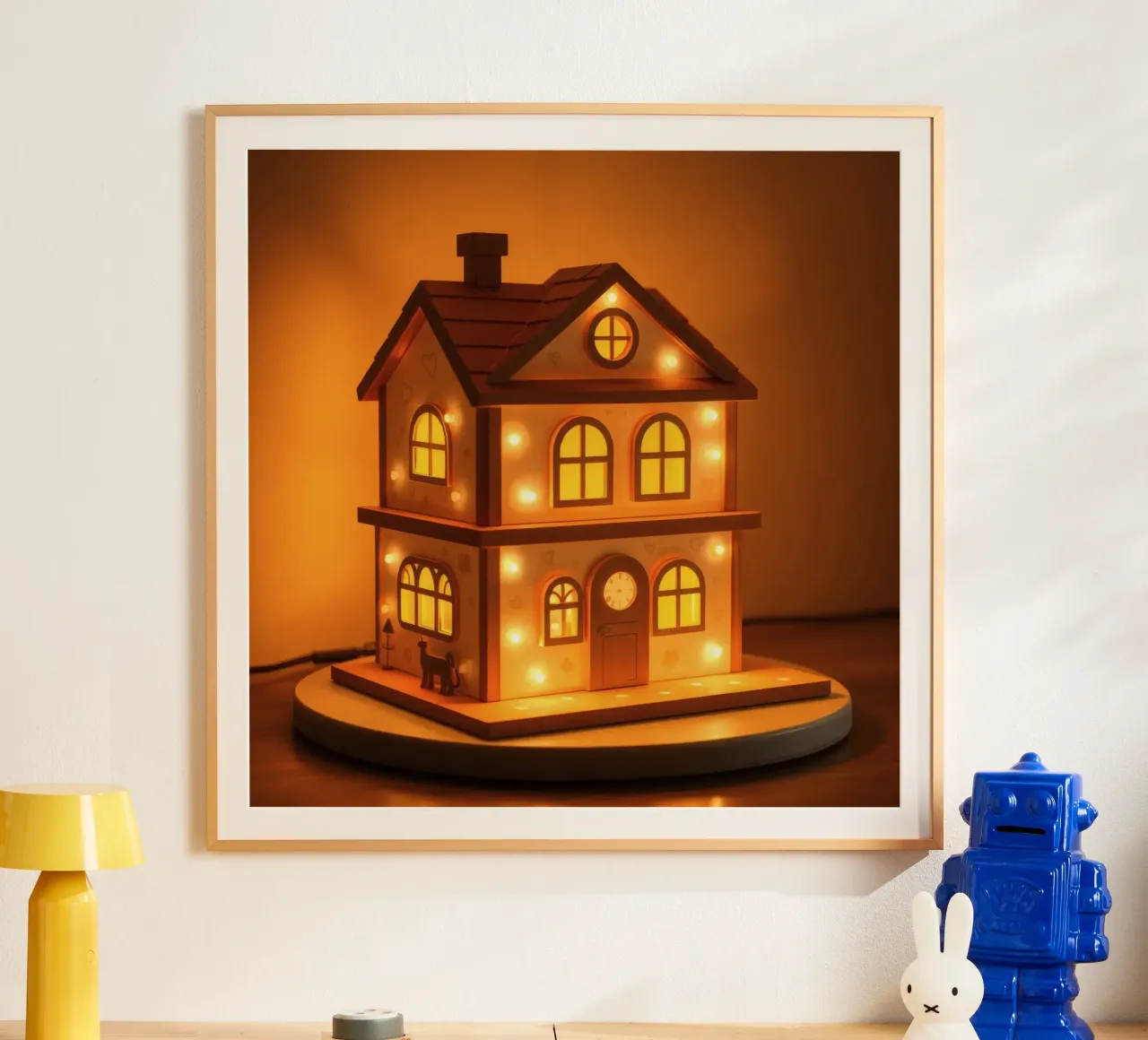 Lampada decorativa in legno con luci calde carta hahnemühle da DesignDoodle