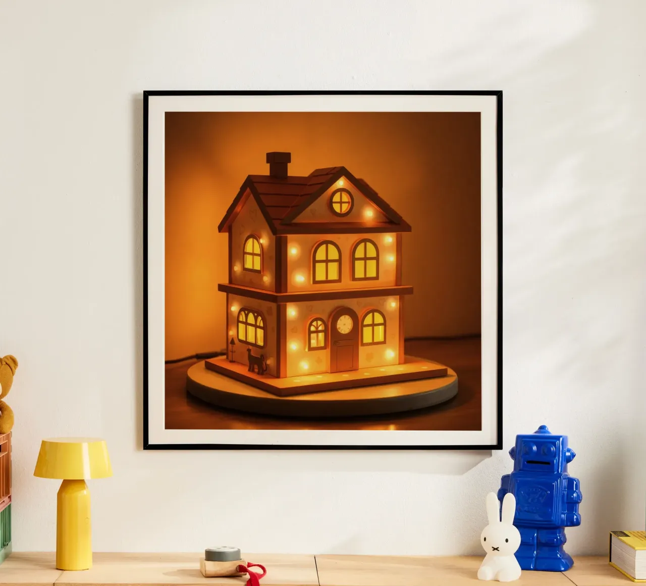 Lampada decorativa in legno con luci calde carta hahnemühle da DesignDoodle