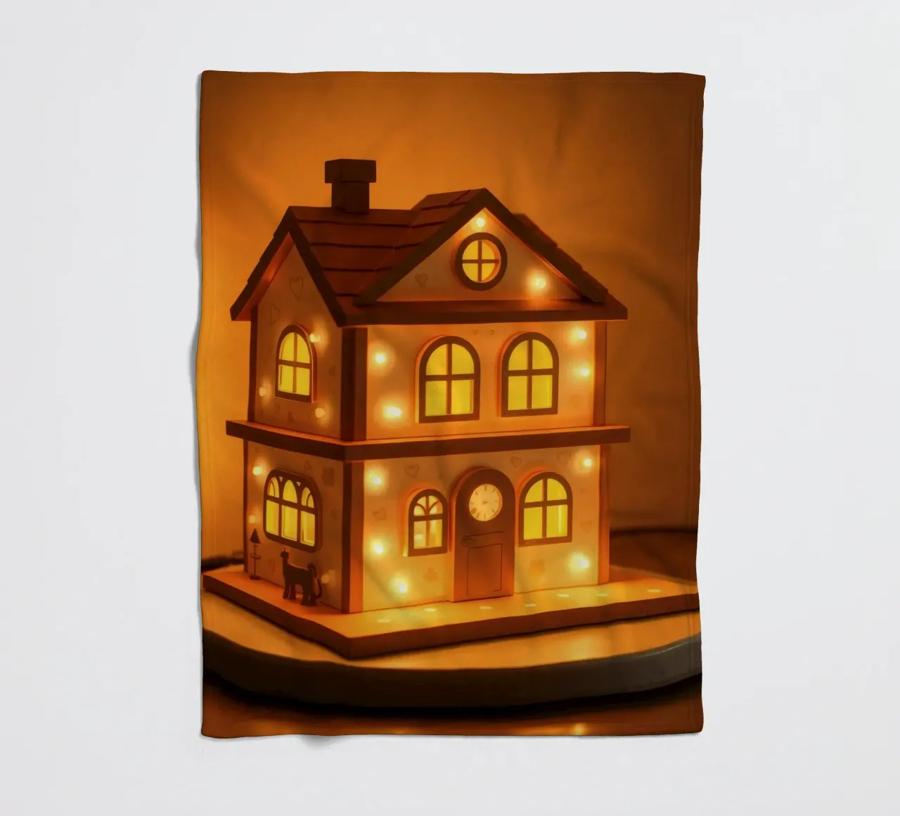 Lampada decorativa in legno con luci calde coperta in pile da DesignDoodle