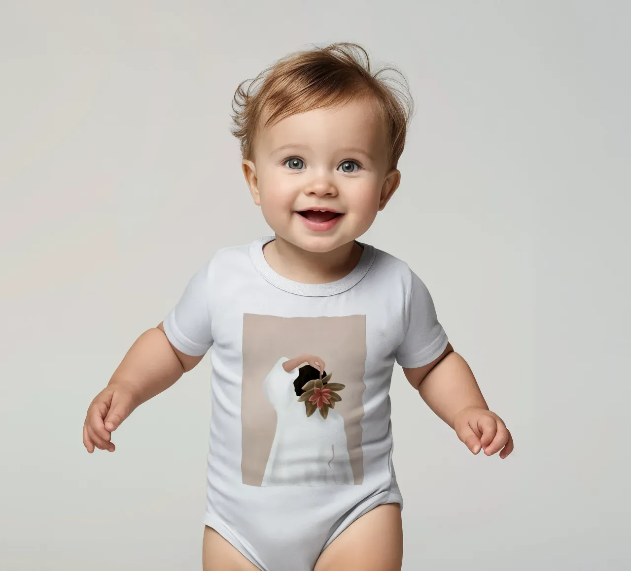 With a Flower short-sleeve baby romper by Flow Line