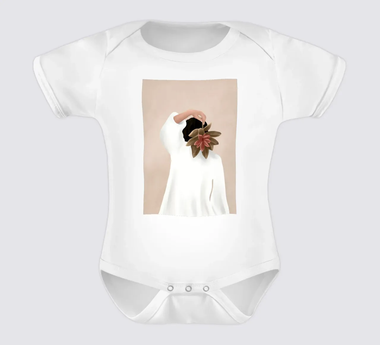 With a Flower short-sleeve baby romper by Flow Line