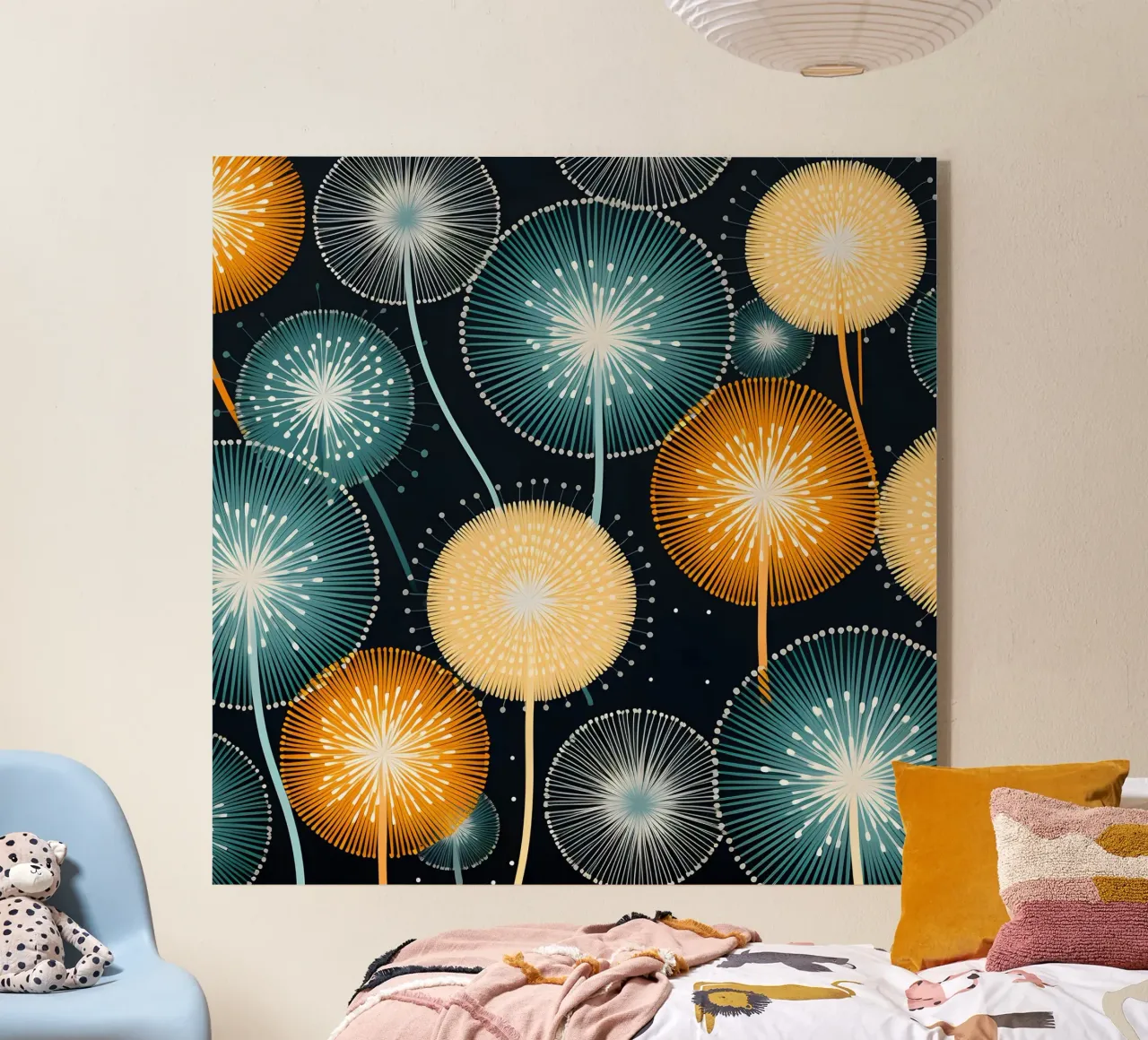 Bursting Dandelions acrylic glass by Botanical Pattern House