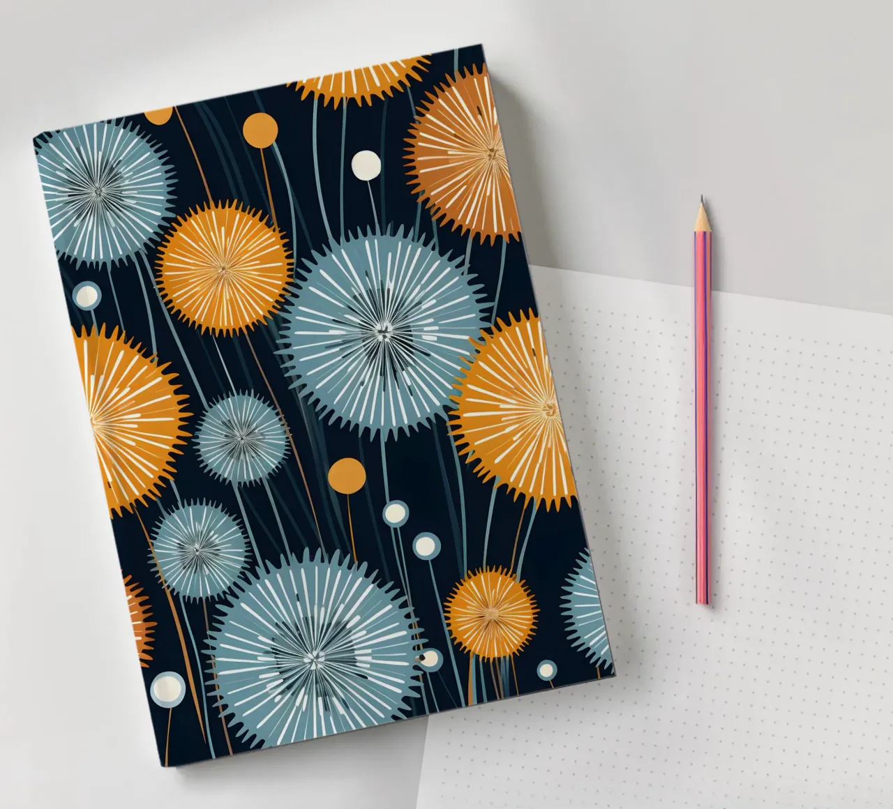 Bursting Dandelions notebook by Botanical Pattern House