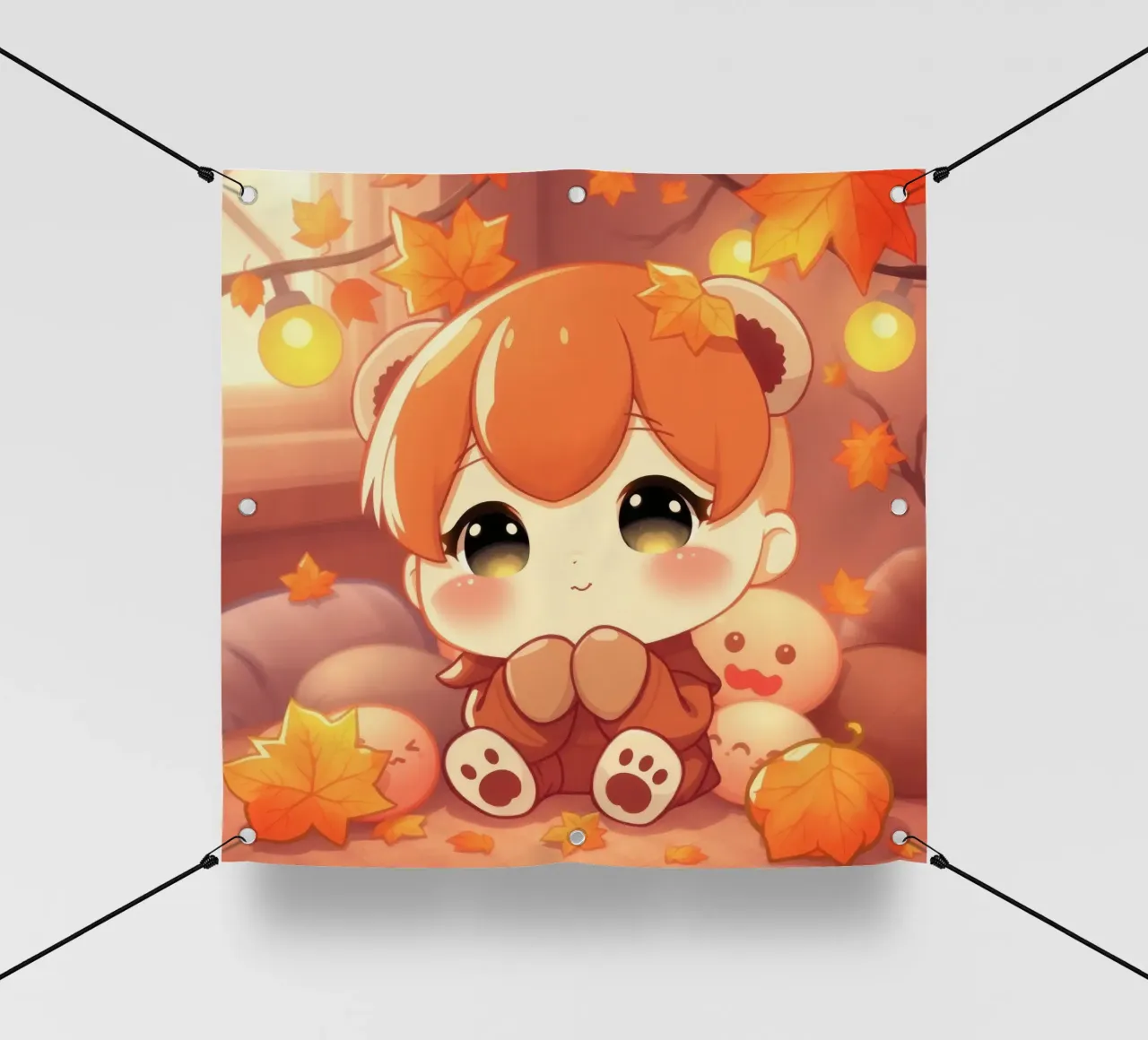 Cute autumn girl character sitting among colorful leaves pvc cover by DesignDoodle