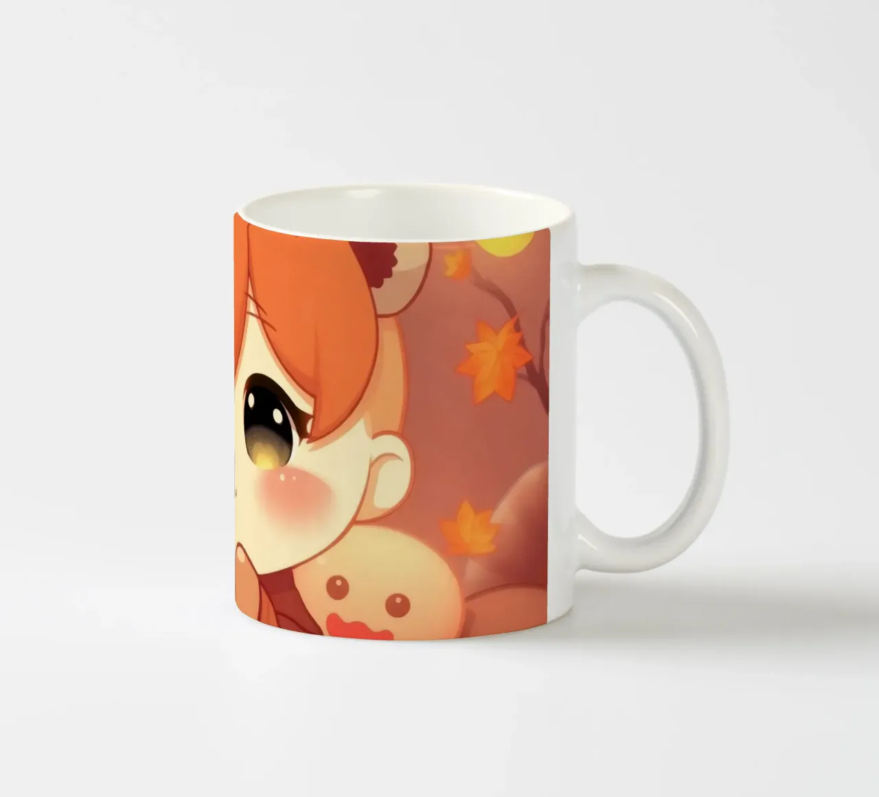 Carino personaggio ragazza autunno seduto tra foglie colorate tazza in ceramica da DesignDoodle