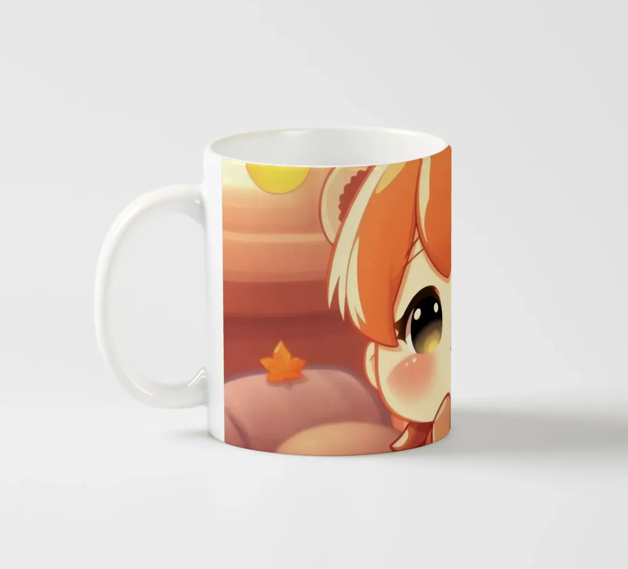 Carino personaggio ragazza autunno seduto tra foglie colorate tazza in ceramica da DesignDoodle