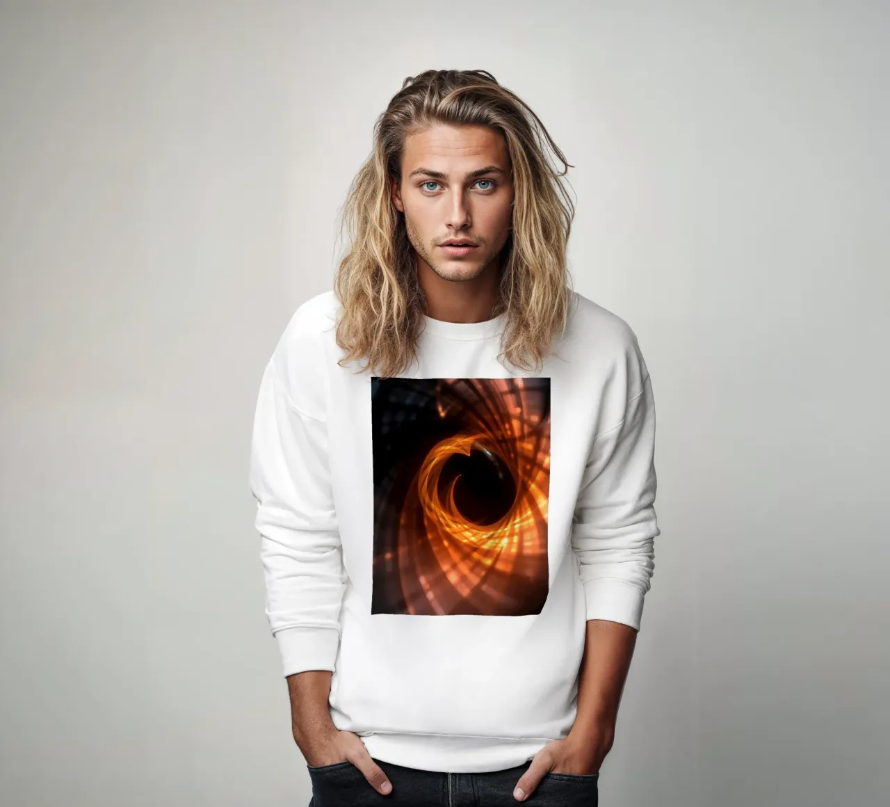 Wirbelnde Muster aus Orange und Schwarz schaffen eine abstrakte Kunst Sweatshirt von DesignDoodle