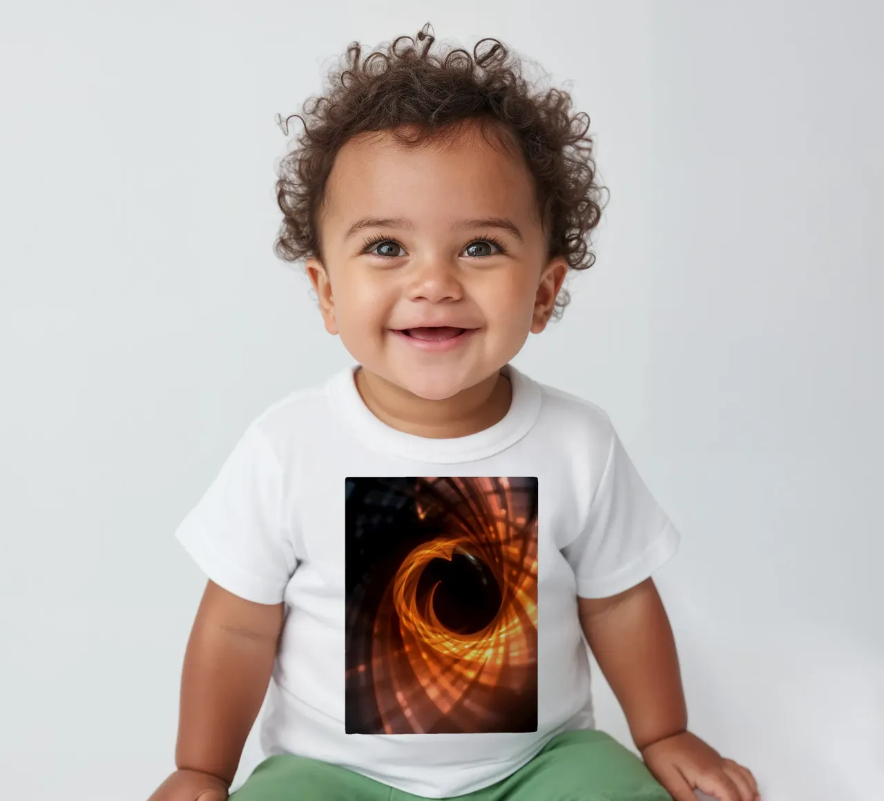 I motivi vorticosi di arancione e nero creano un'arte astratta. maglietta neonato da DesignDoodle