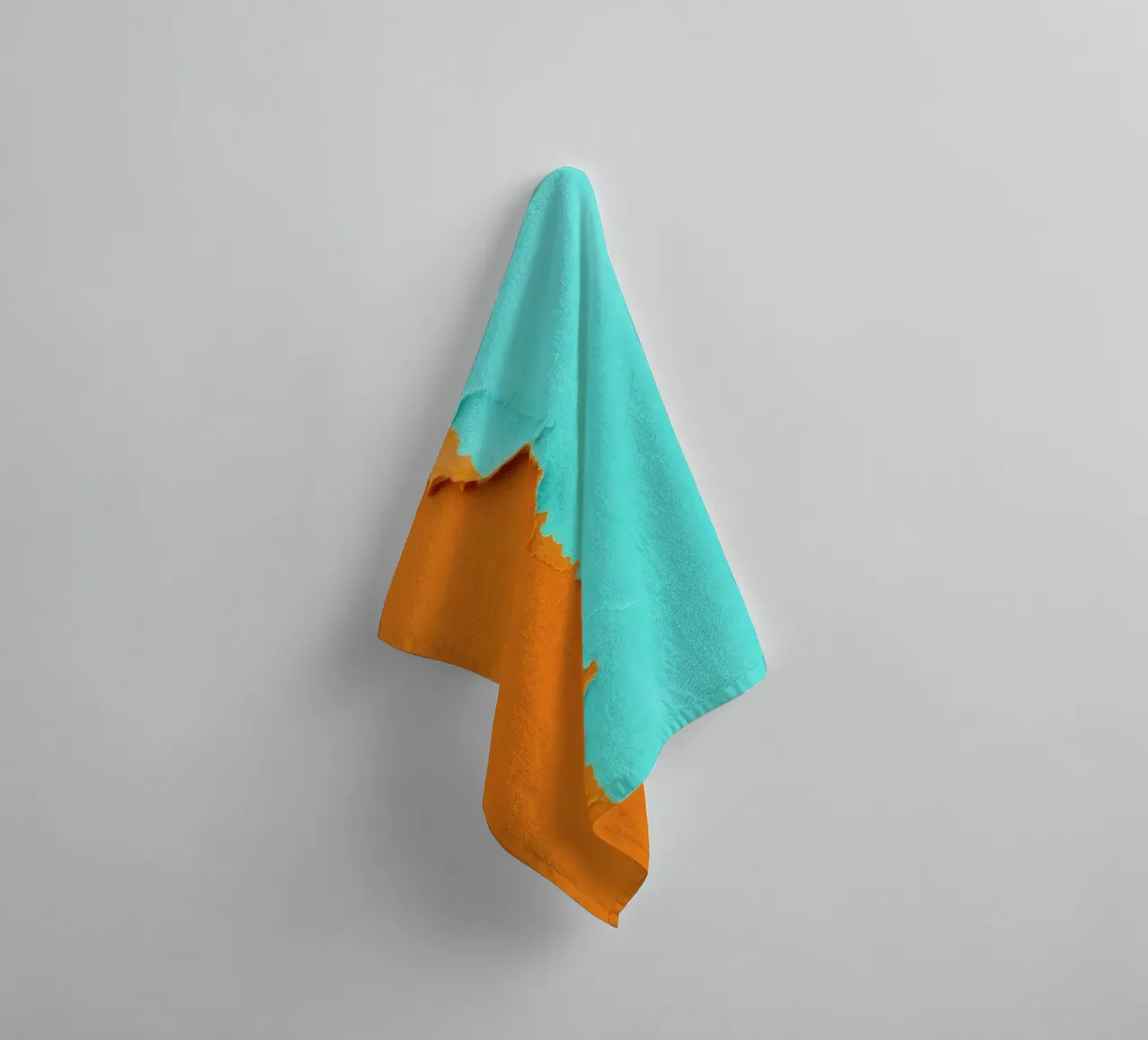 split of orange and turquoise paint towel by DesignDoodle