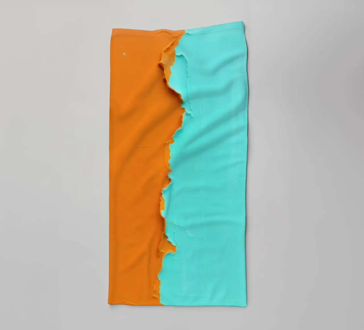 split of orange and turquoise paint towel by DesignDoodle
