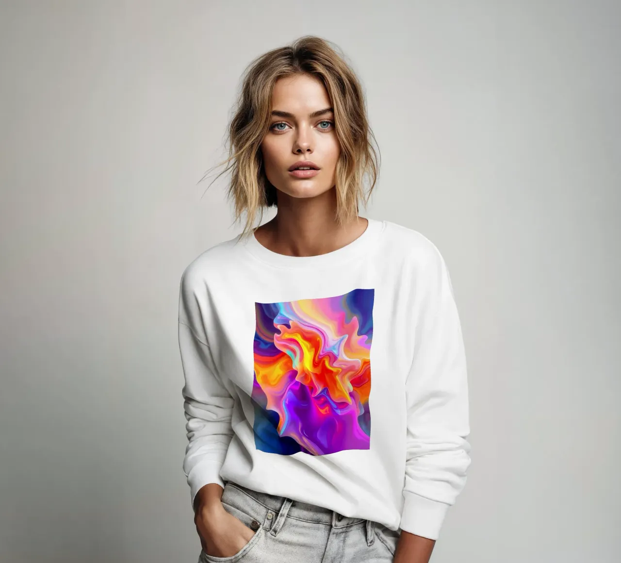 abstract art showcasing vivid swirls and flowing patterns sweatshirt by DesignDoodle