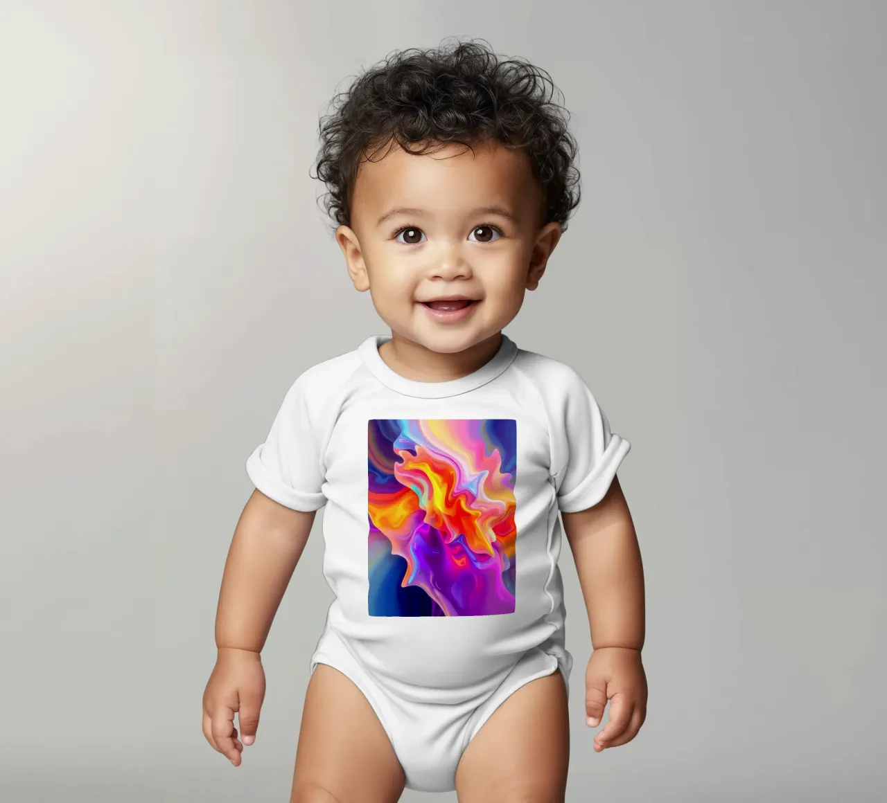 abstract art showcasing vivid swirls and flowing patterns short-sleeve baby romper by DesignDoodle