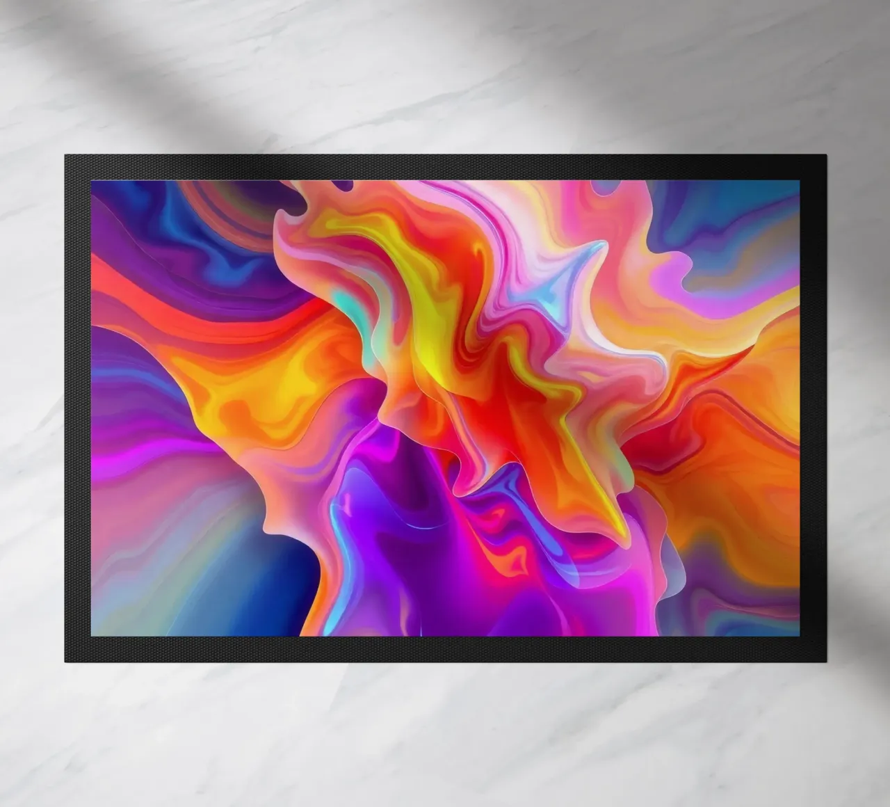 abstract art showcasing vivid swirls and flowing patterns doormat by DesignDoodle