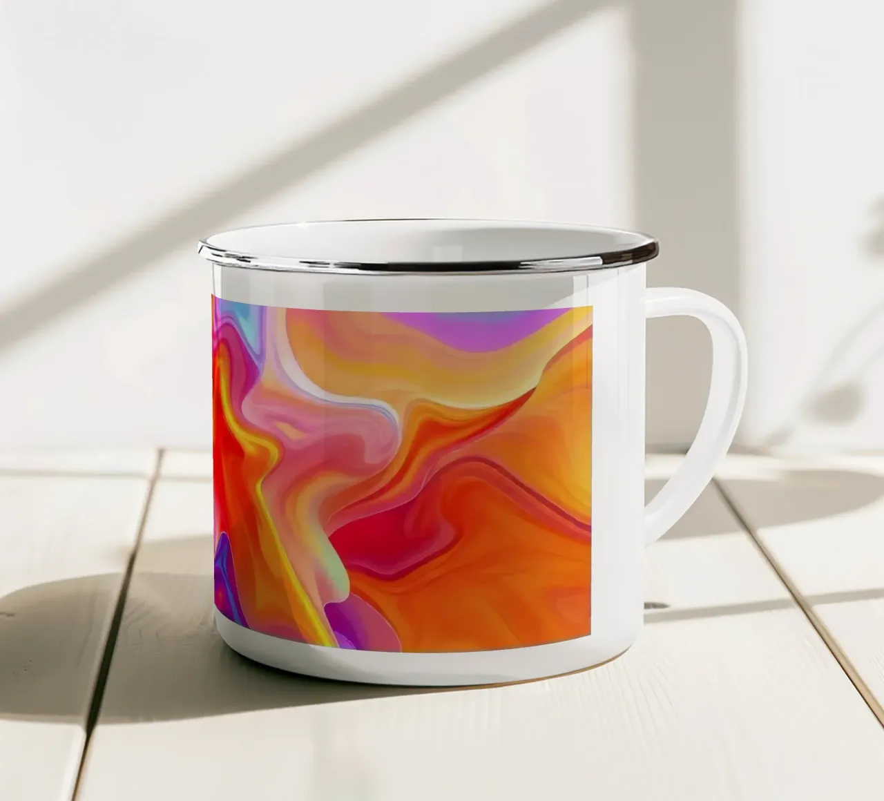 art abstrait mettant en valeur des tourbillons et des motifs fluides mug en émail de DesignDoodle