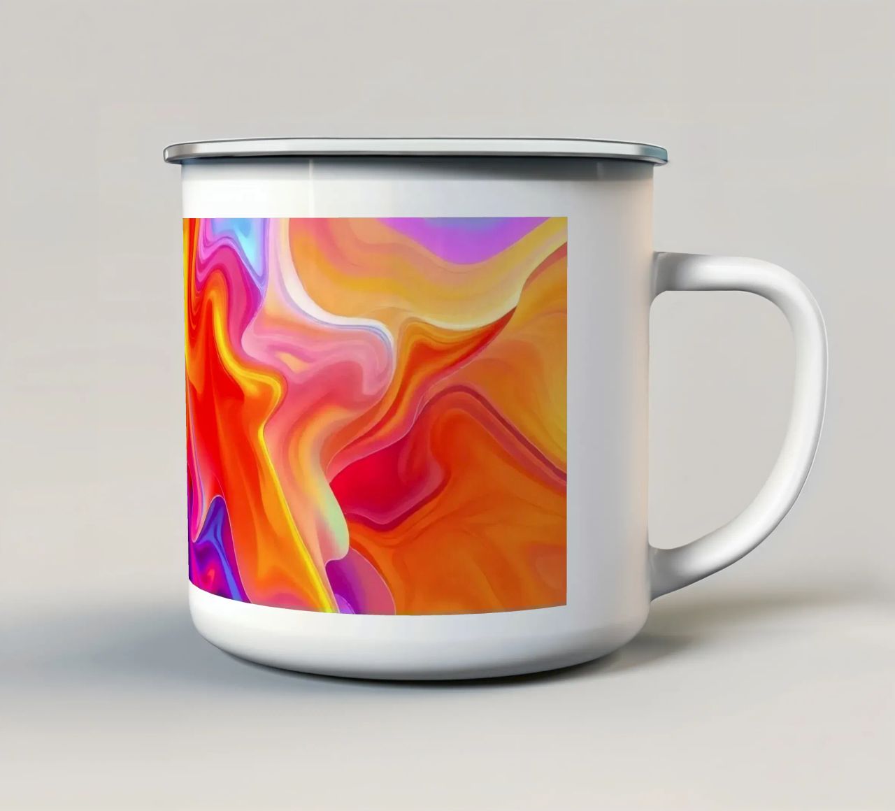abstract art showcasing vivid swirls and flowing patterns enamel mug by DesignDoodle