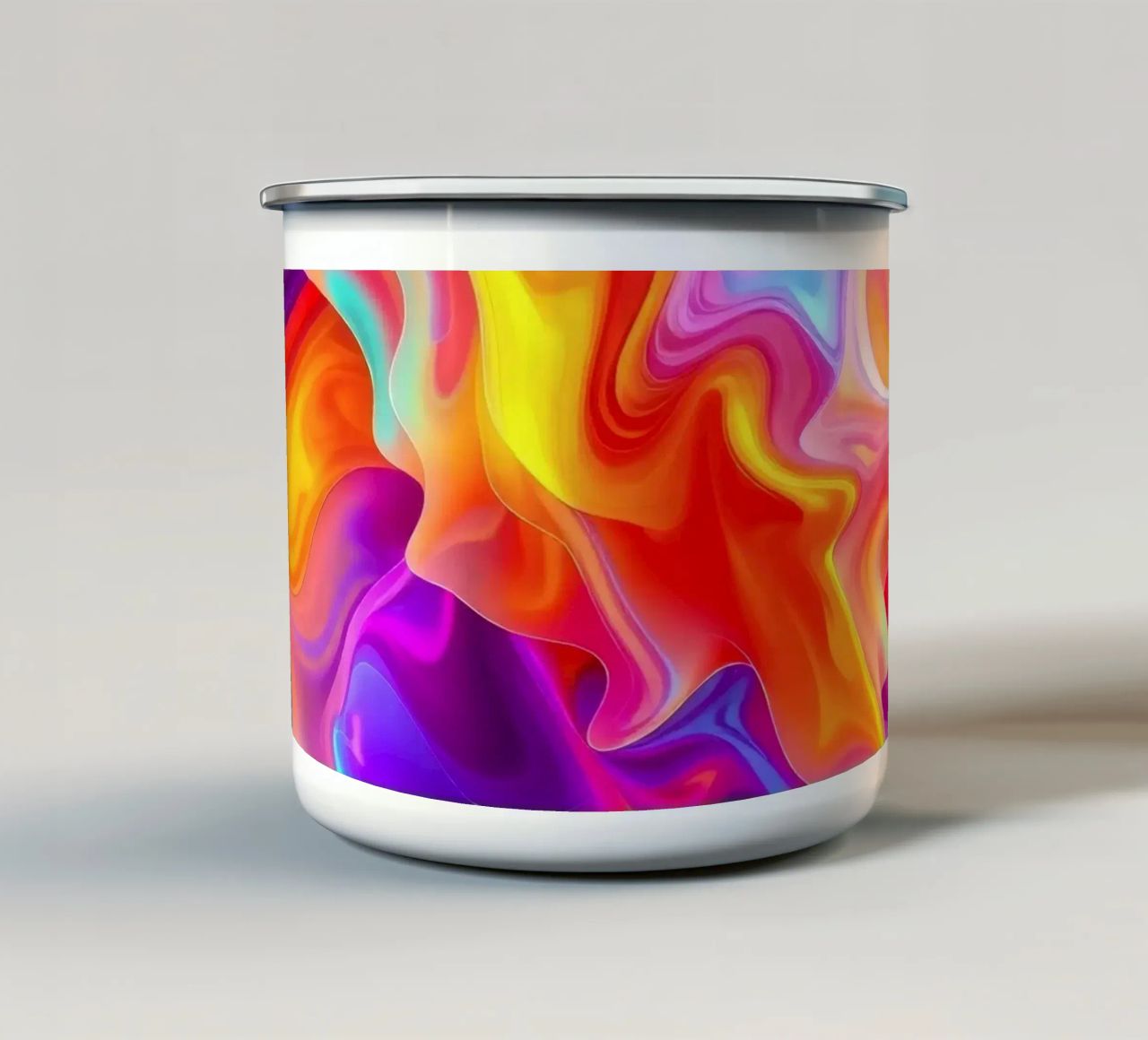 abstract art showcasing vivid swirls and flowing patterns enamel mug by DesignDoodle