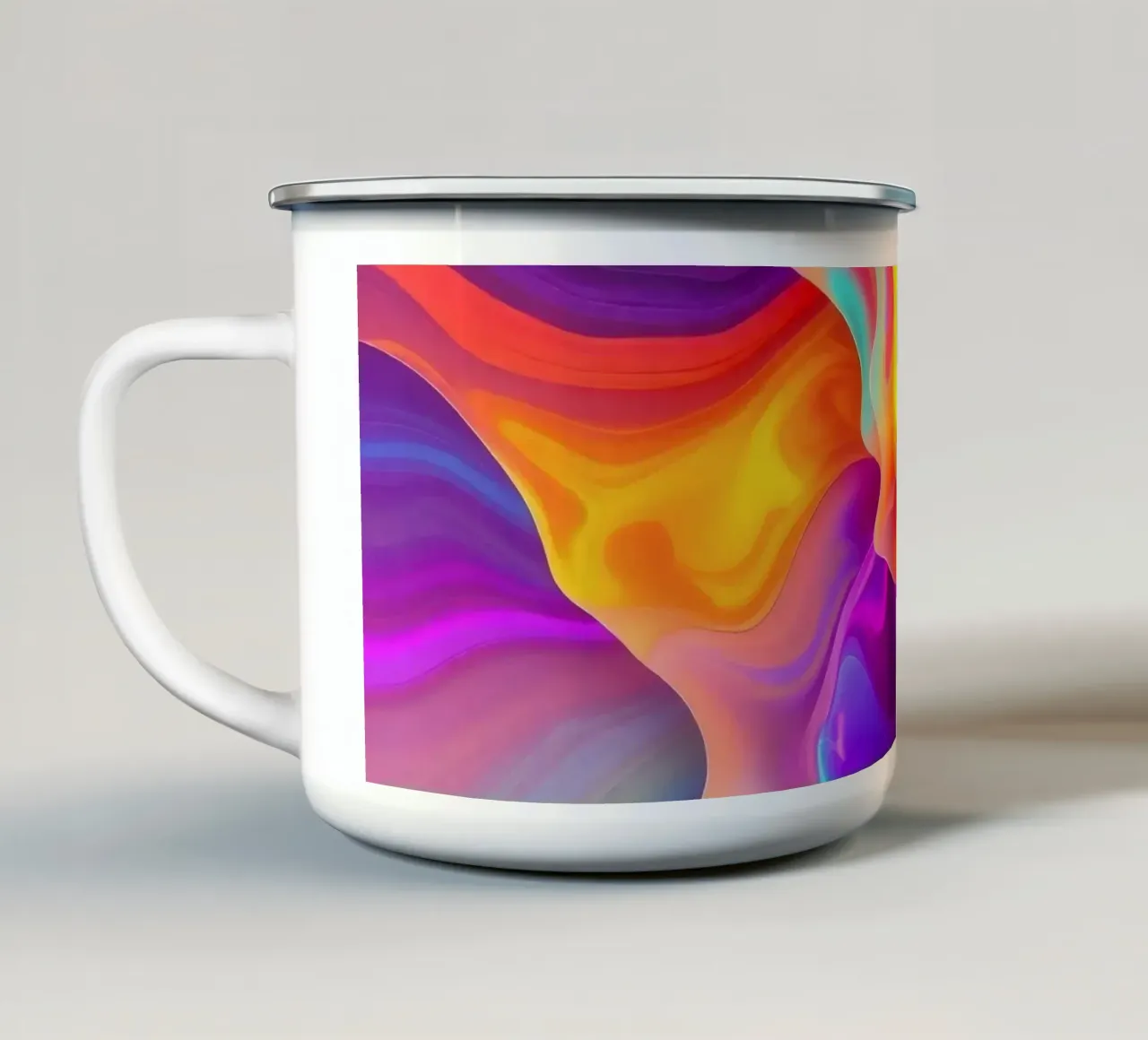 art abstrait mettant en valeur des tourbillons et des motifs fluides mug en émail de DesignDoodle