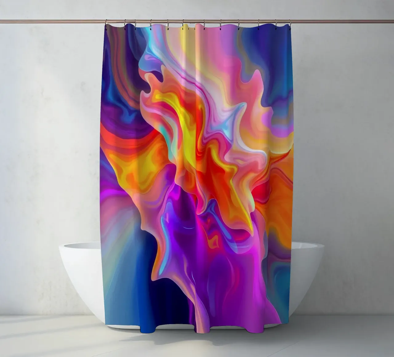 abstract art showcasing vivid swirls and flowing patterns shower curtain by DesignDoodle