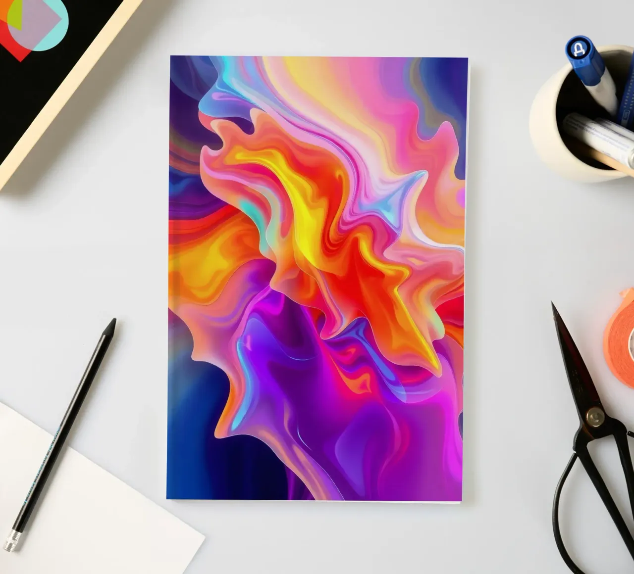 abstract art showcasing vivid swirls and flowing patterns notebook by DesignDoodle