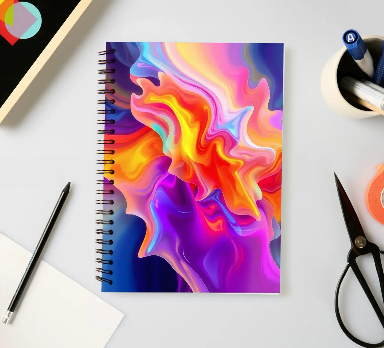 abstract art showcasing vivid swirls and flowing patterns spiral notebook by DesignDoodle