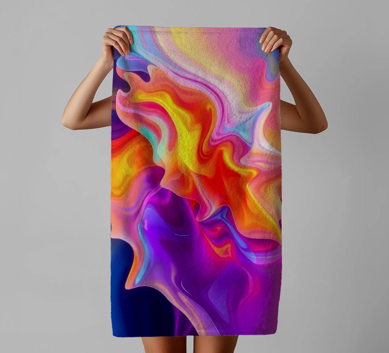 abstract art showcasing vivid swirls and flowing patterns towel by DesignDoodle
