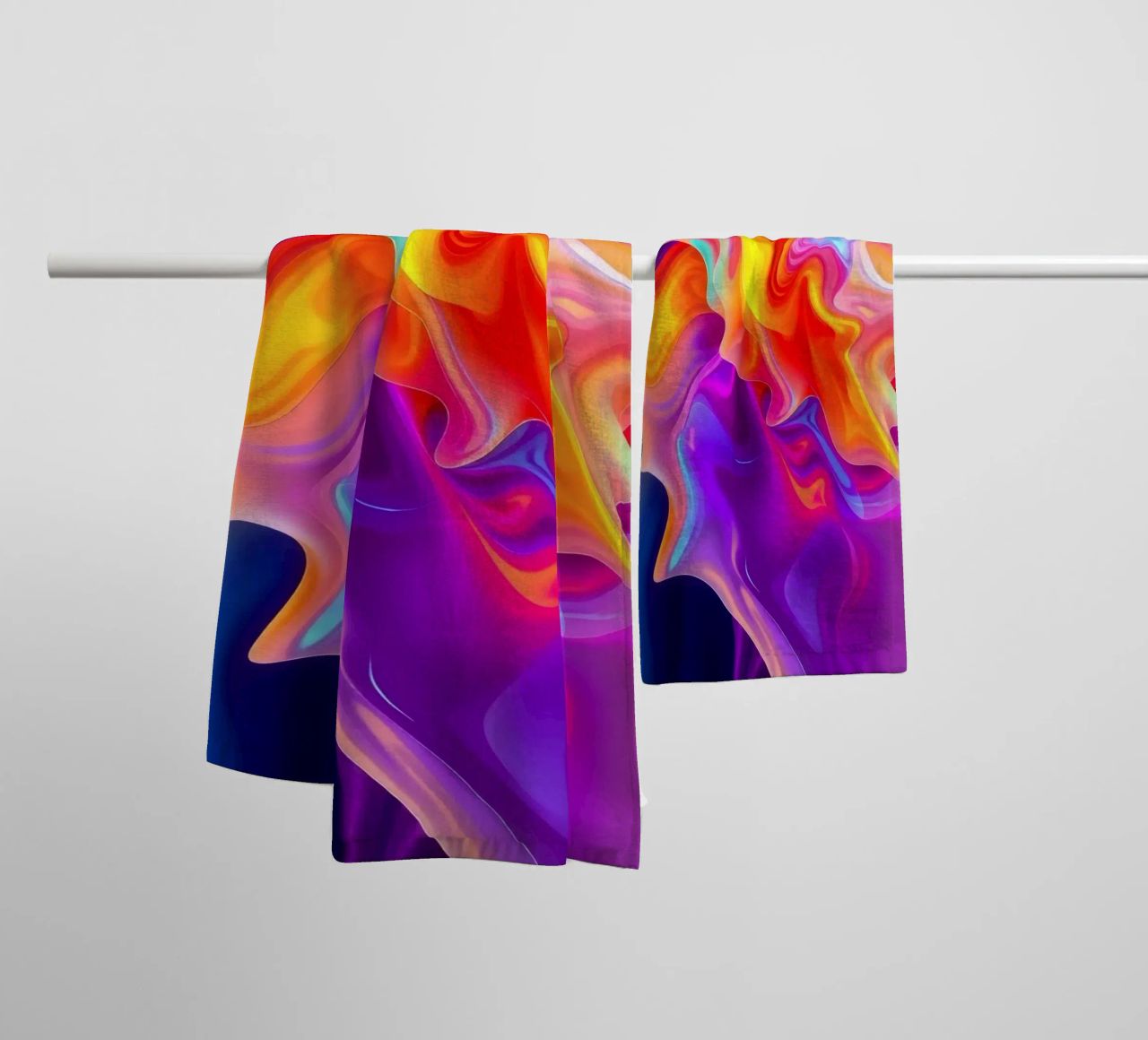 abstract art showcasing vivid swirls and flowing patterns towel by DesignDoodle