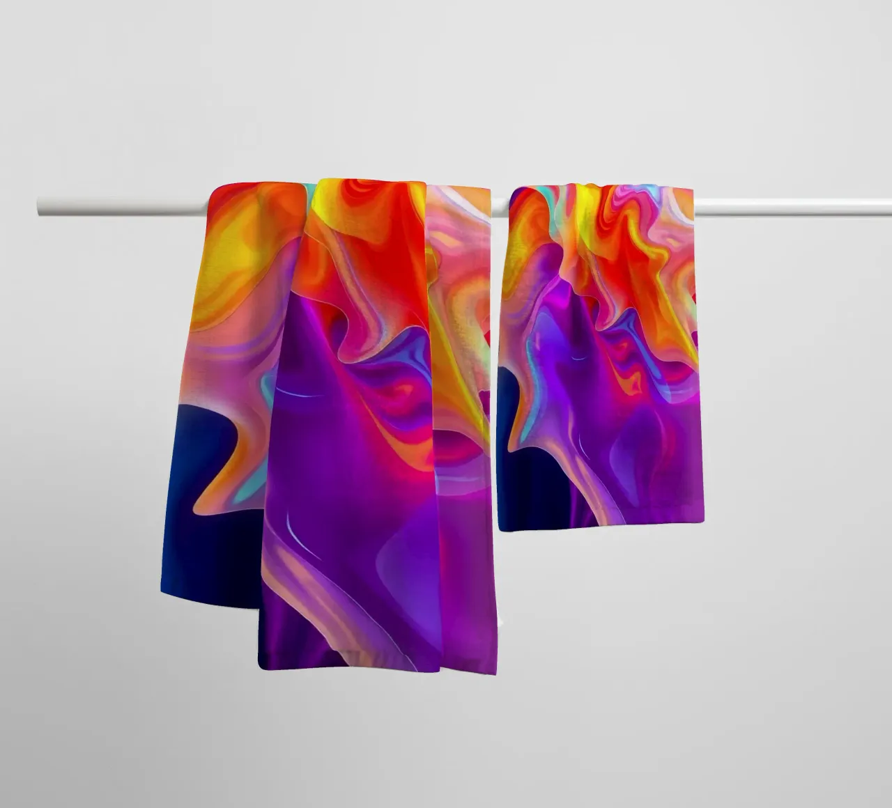 abstract art showcasing vivid swirls and flowing patterns towel by DesignDoodle