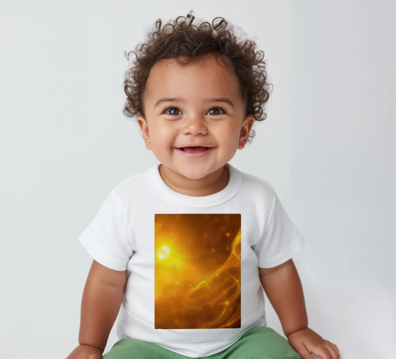 Luce astratta arancione che vortica sullo sfondo cosmico al crepuscolo maglietta neonato da DesignDoodle