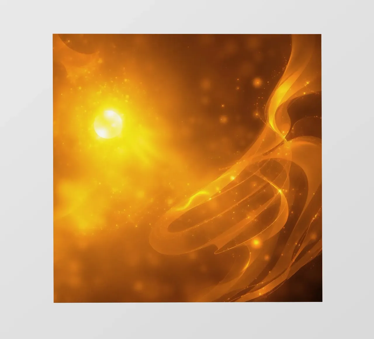 Oranje abstract licht wervelend in kosmische achtergrond bij schemering pvc-zeil van DesignDoodle