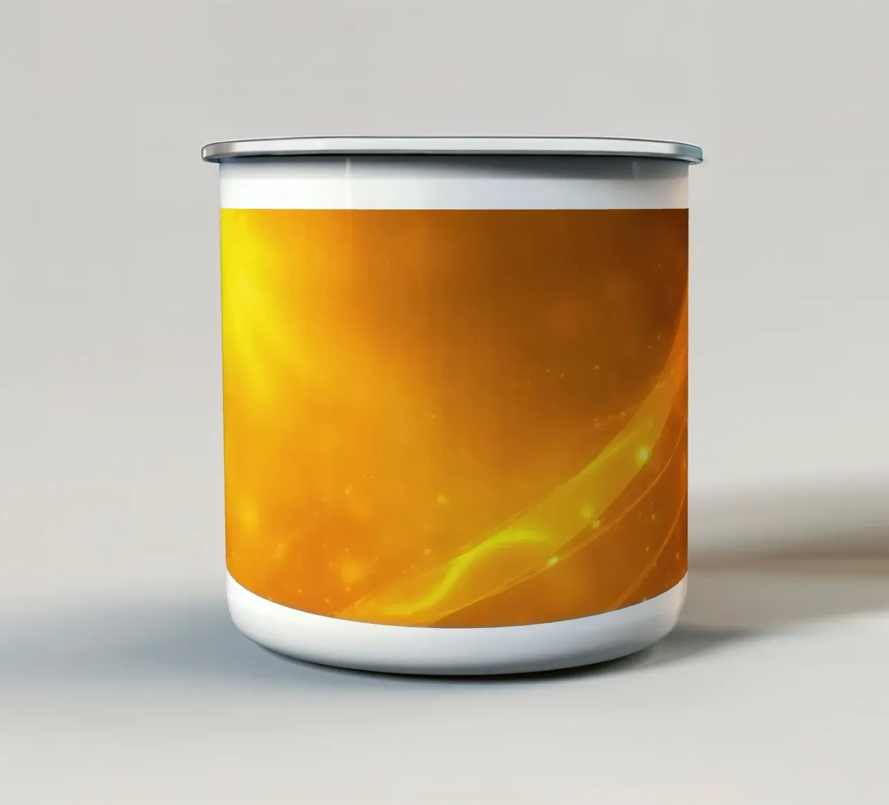 Luce astratta arancione che vortica sullo sfondo cosmico al crepuscolo tazza in smalto da DesignDoodle