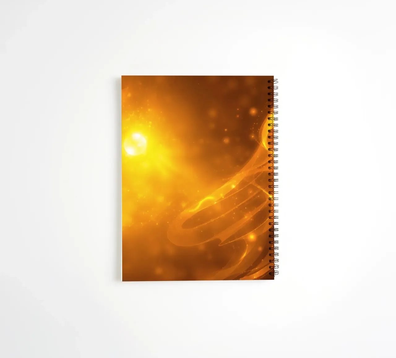 Orange abstract light swirling in cosmic background at dusk spiral notebook by DesignDoodle