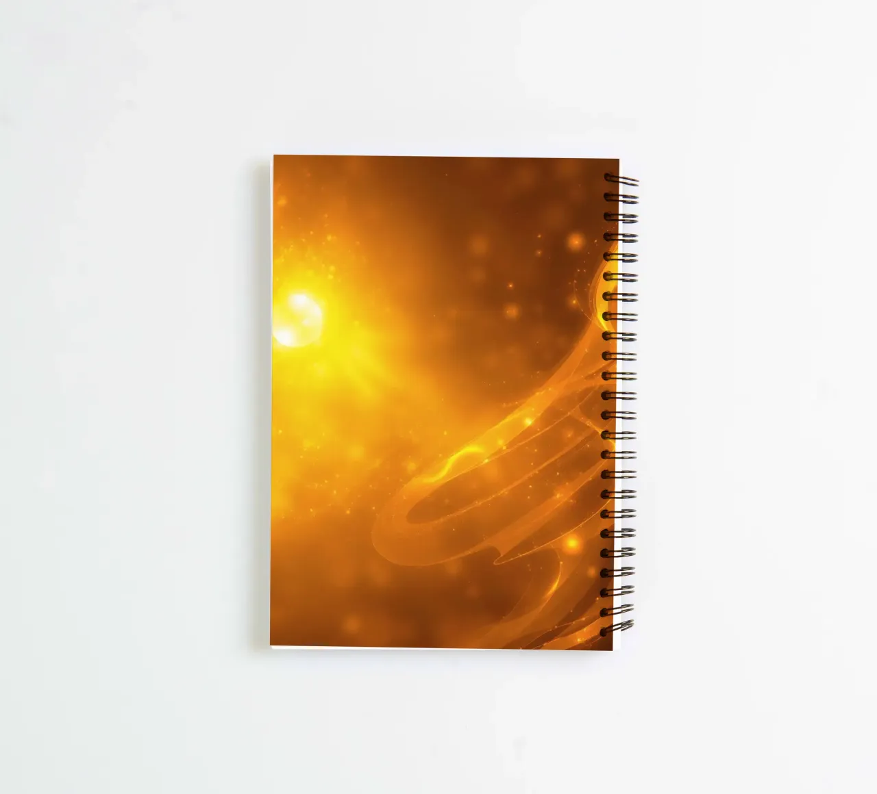 Orange abstract light swirling in cosmic background at dusk spiral notebook by DesignDoodle