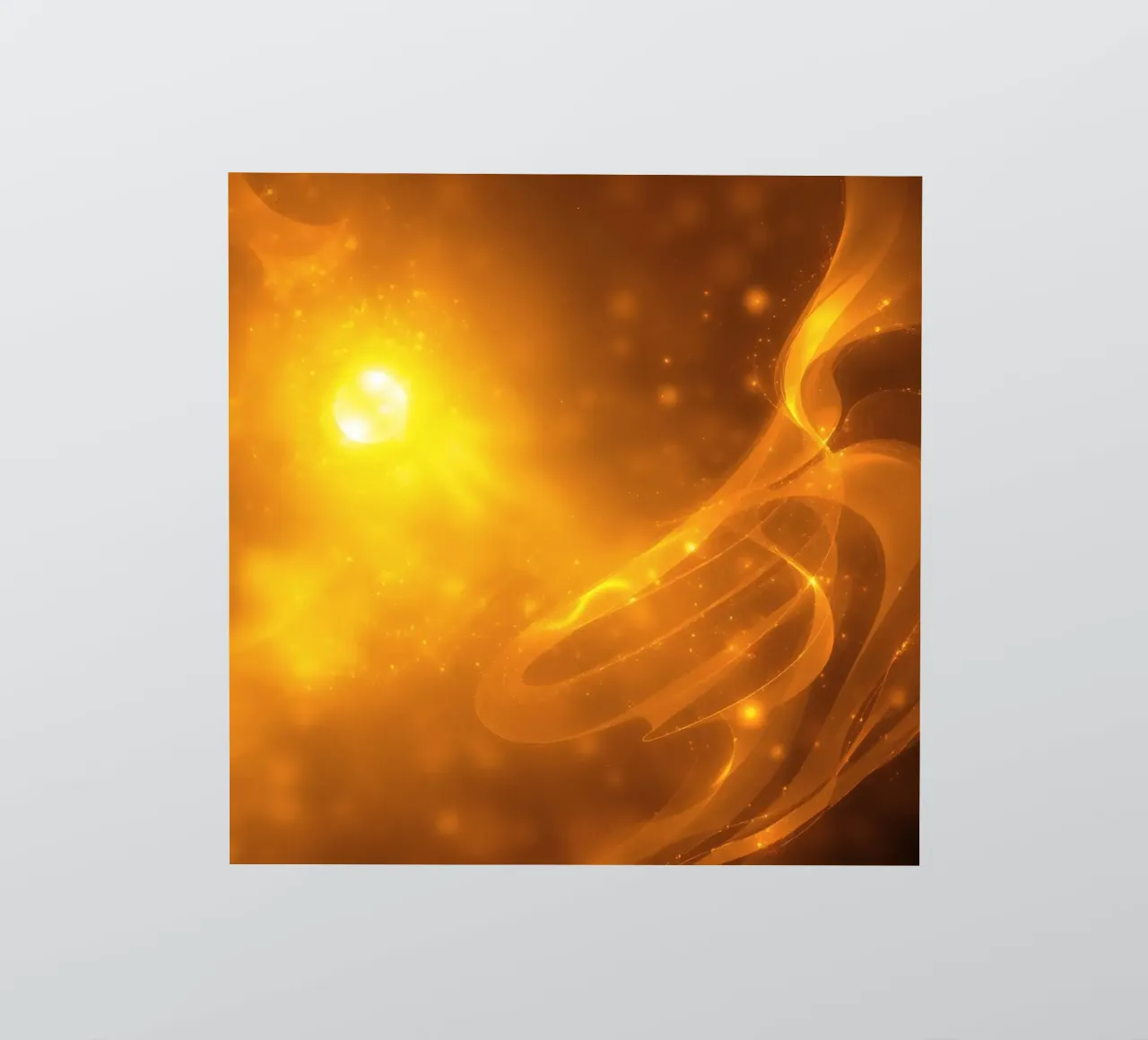 Oranje abstract licht wervelend in kosmische achtergrond bij schemering sticker van DesignDoodle