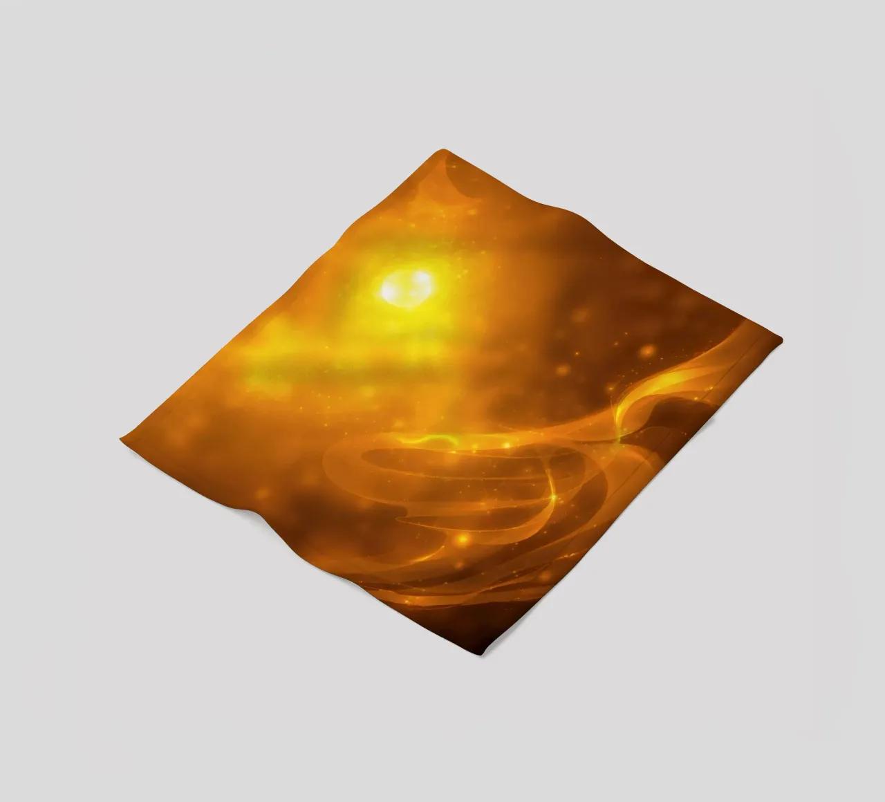 Luce astratta arancione che vortica sullo sfondo cosmico al crepuscolo coperta in pile da DesignDoodle